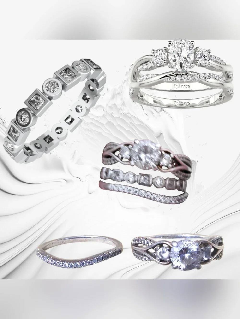 JEULIA 925 3-PIECE STACKABLE ENGAGEMENT RING SET